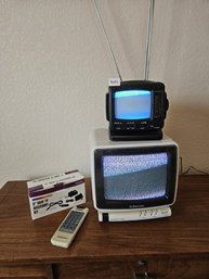 Two Small Vintage Black & White TVs/radios