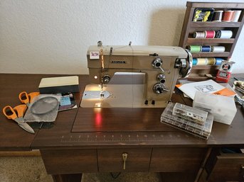 Antique Nelco Sewing Machine, Table & Contents