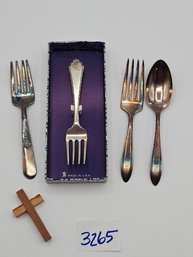 Childs Sterling Fork In Original Box, A Vintage Community Plate Fork & Spoon Plus A Holmes & Edwards IS Fork