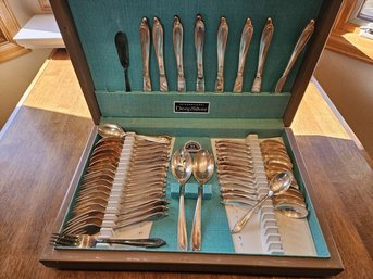 Vintage Silverware Set By International Deep Silver - Anniversary Rose Pattern