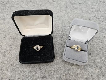2 Ladies Rings Marked 10Kt -gems Not Authenticated