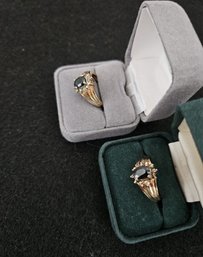 2 Almost Identical Ladies Gold Tone Rings Marked 925 China Size 6