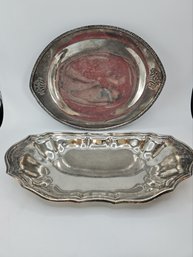 Vintage Oval Silver-plated Platters- One Marked Triumph By WM Rogers & Son
