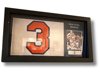 John Starks Framed New York Knicks Jersey Number #3 Autographed Dual Display. Authentic.