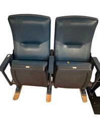 Blue Pair Of Original Yankee Stadium Luxury Seats (Unsigned / Connected) With Metal Floor Mounts