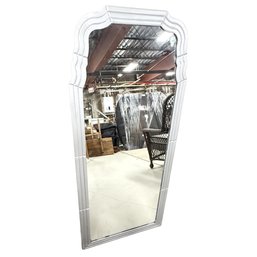Vintage Silver Framed Wall Mirror With Scalloped Top 55in Tall