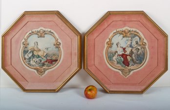 Octagonal Gilt-framed Franois Boucher Baroque-style Engravings
