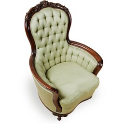 Victorian Mahogany Tufted Parlor Chair