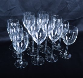 A Set Of Six Crystal Wine Glasses And Six Glass Ones