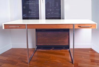 BDI Format 6301desk Designed By Matthew Weatherly In White Melamine And Natural Walnut