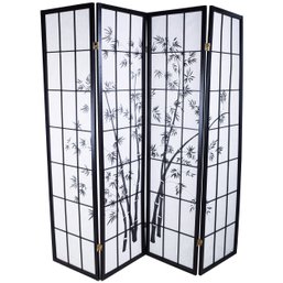 Expandable Shoji Screen With Bamboo Pattern