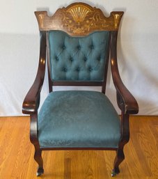 Eastlake Victorian Carved Mahogany Parlor Armchair