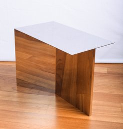 Design Within Reach Mirror Polished Steel Oblong Slit Side Table