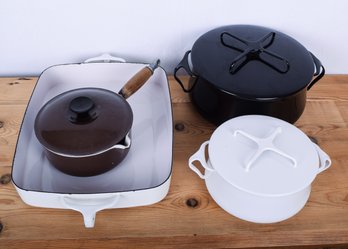 Mid-Century Black And White Cookware By Dansk And LeCreuset