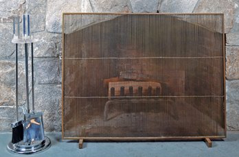 Vintage Lucite Handled Fireplace Tools And Screen