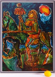 Rouault Inspired Mid-Century Reverse Glass Painting