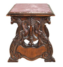 Mannerist Side Table With Griffins Trestle Base