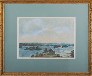 Antique Watercolor, Coastal Landscape