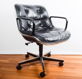 Vintage Knoll Black Leather Executive Chair By Charles Pollock