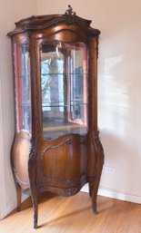 Louis XV Style Bombe Walnut Display Cabinet Vitrine