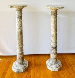 A Pair Of Vintage Italian Marble Column Pedestals