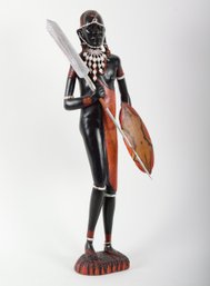 Tall  Maasai Warrior Sculpture