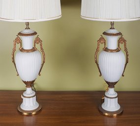 Pair Of Neo-classical White Porcelain Urn Lamps