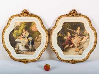 Vintage Hand-colored French Rococo-style Prints