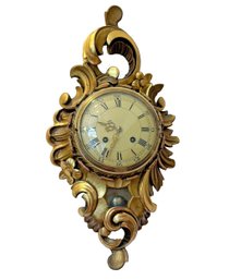 Swedish Gustavian / Rococo Style  Gilt Wood Cartel Clock
