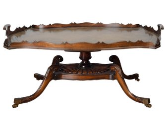 Tooled Leather Top Coffee Table