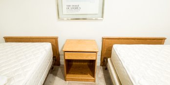 Twin Headboards And Bedside Table In Light Oak From Workbench Collection