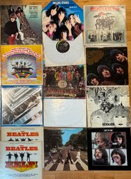 A Collection Of Vintage Beatles & Rolling Stones Vinyl LP Records