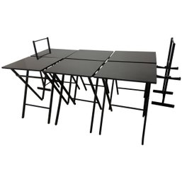 Vintage Set Of Black Folding Snack / TV Tables