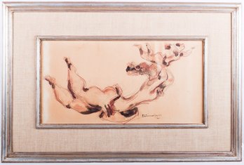 'Happy Baby' Original Drawing By Chaim Gross