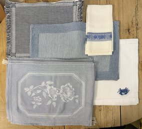 Set Of Blue Table Linens