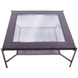 Contemporary Coffee Table With Glass Insert