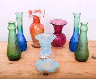 Vintage Colored Glass Vases