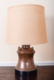 Vintage Handcrafted Persian Copper Bucket Table Lamp