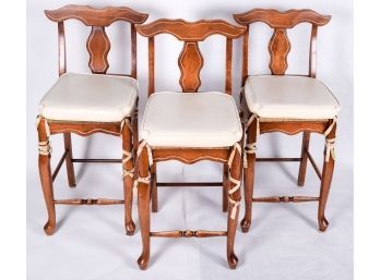 A Set Of Three Mustache Backs Counter Stools