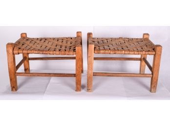 Two Hickory Foot Stools