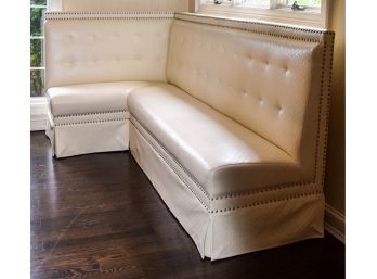 White Studded Vinyl Banquette