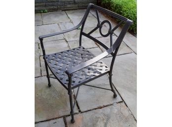 Six Metal Patio Dining Armchairs