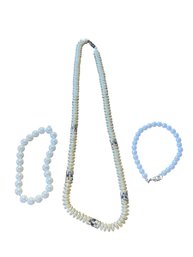 Group Of 3 Faux Pearl Items (One Necklace 2 Bracelets)