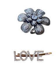 Flower Scarf Tie And Love Pin