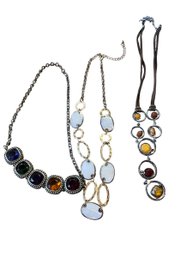 Group Of Three Multi Stone Necklaces