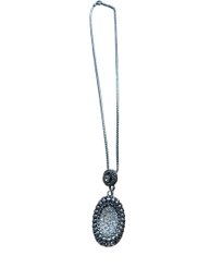 Vintage Silver Tone And Rhinestone Pendant