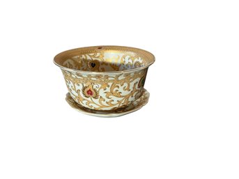 Vintage Chinese Export Paisley Gold Painted Bowl And Plate