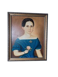 Reproduction Portrait Print Of Young Women In Blue Dress