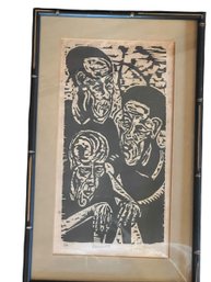 Signed Numbered Wood Cut Three Saints By Janet Schecter