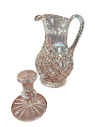 Cut Crystal Water Pitcher And Candle Holder